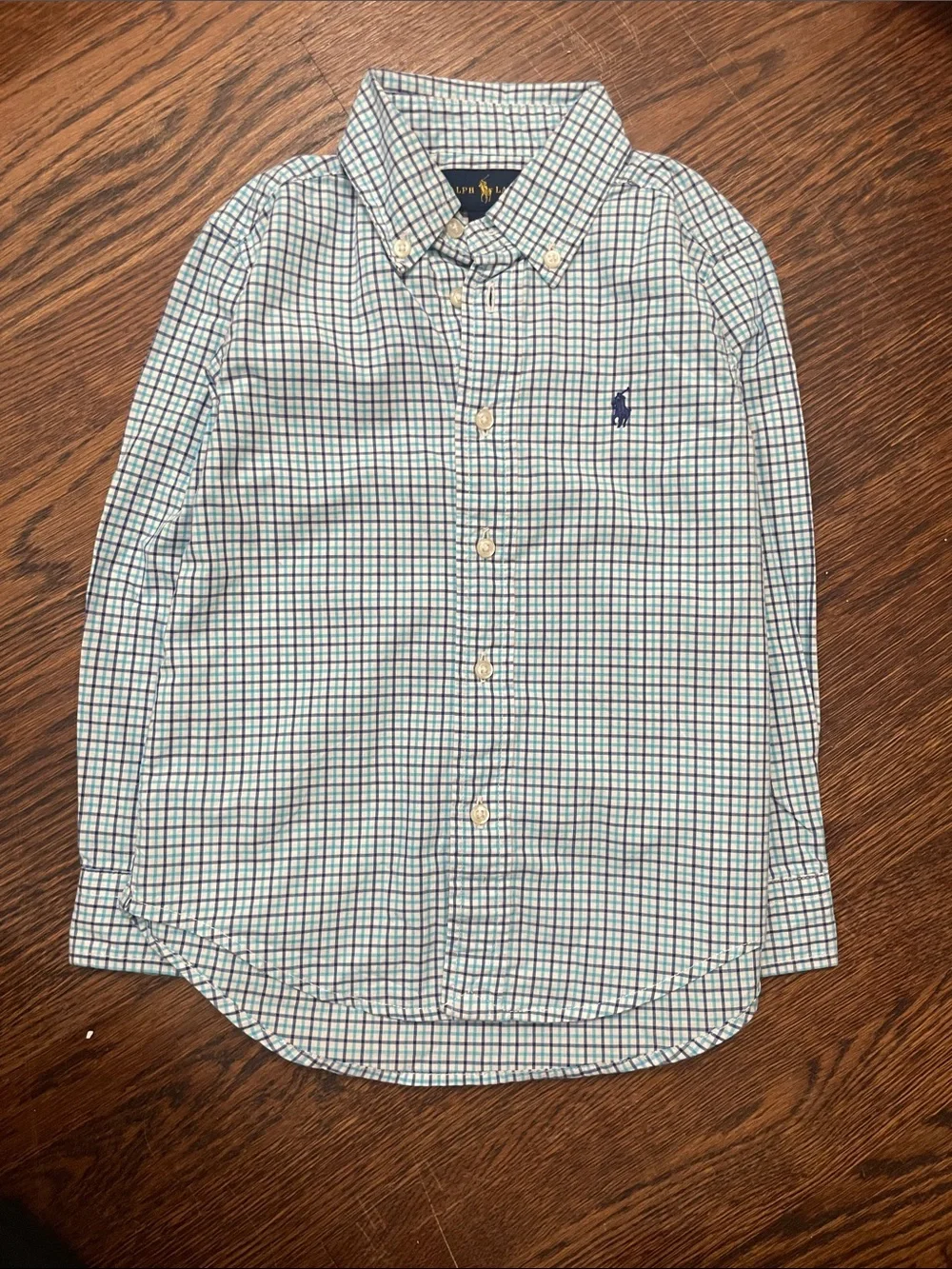 Polo by Ralph Lauren Green and Blue Check Button-Down Shirt